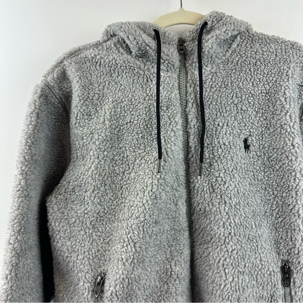 Polo PRL Ralph Lauren Grey Hooded Fleece Sherpa Jacket Small